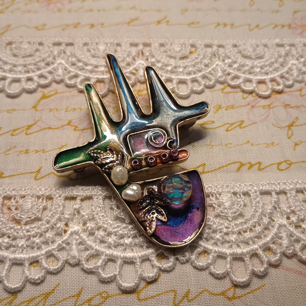 Vintage Multicolor Abstract Brooch